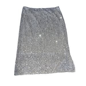 BNWT Women’s Ce Ce Champagne Silver Sequins Skirt in Sz XL
